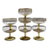 Amber footed champagne coupe, vintage saucer.