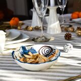 Blue abstract art ceramic bowl