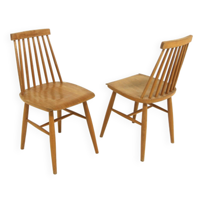 Set de 2 chaises scandinave ''Pinnstol'' en hêtre, Suède, 1960