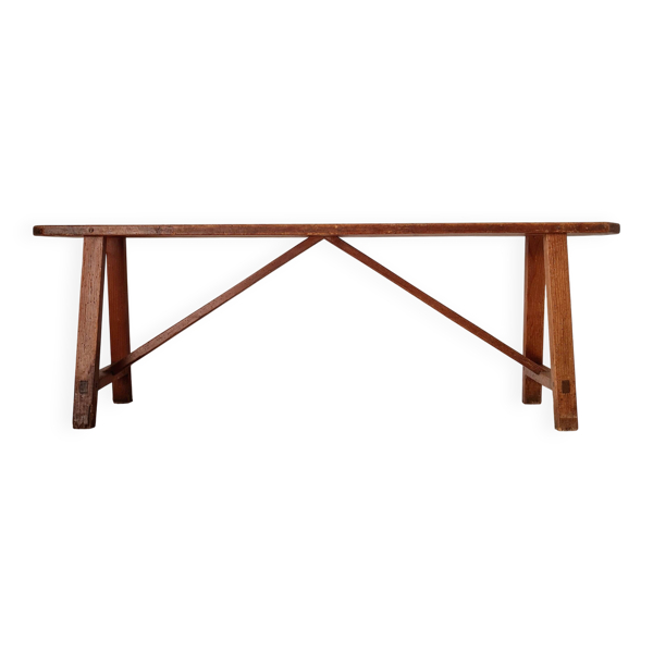 Banc de ferme ancien en bois massif - 145 cm