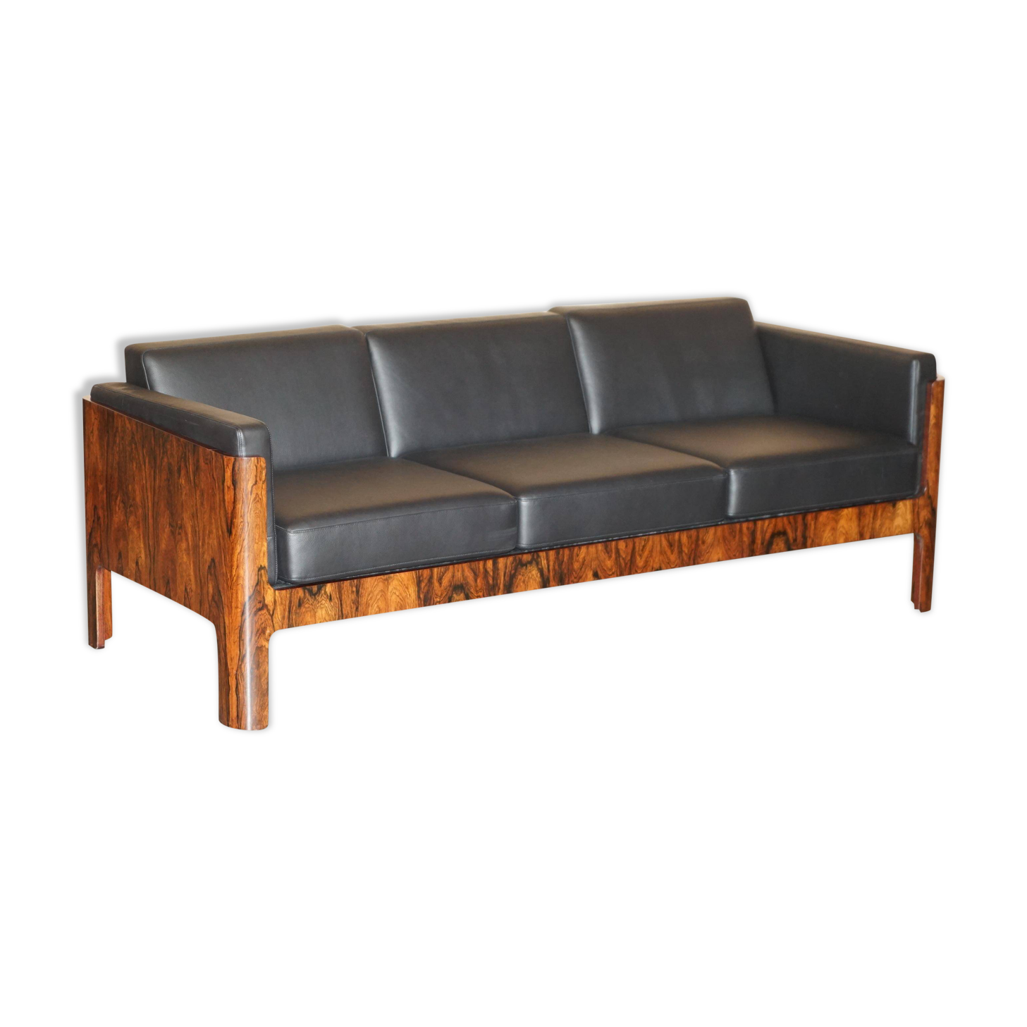 Mid-Century 3-seater canapé in Brazilian hardwood, 1966.