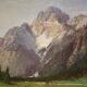 Peinture italienne vue de montagne de la Croda Rossa d'Ampezzo.