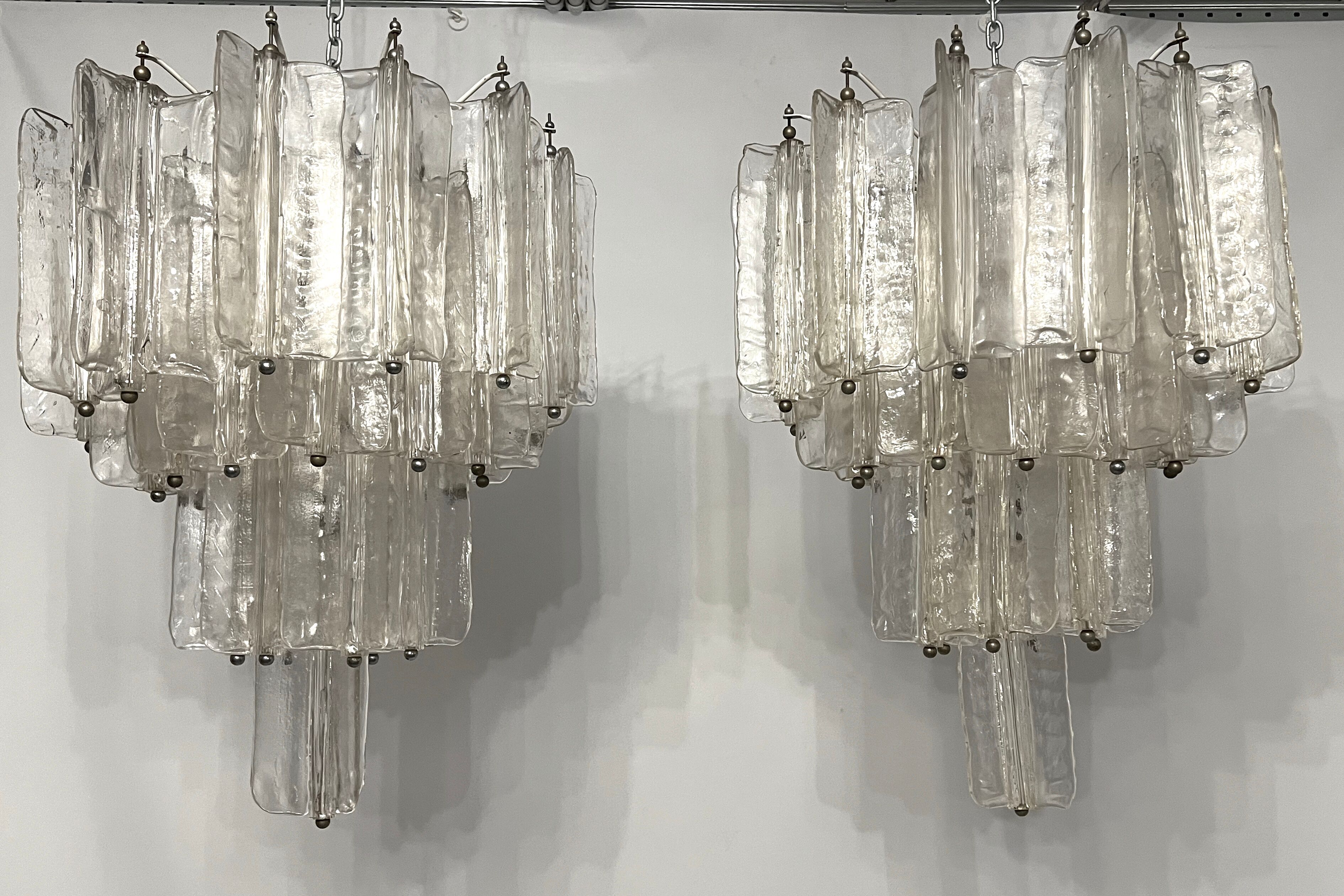 Pair of Murano glass chandeliers by Toni Zuccheri for Venini