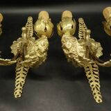 Pair of Empire style mascaron wall lights from early 1900s - gilded bronze