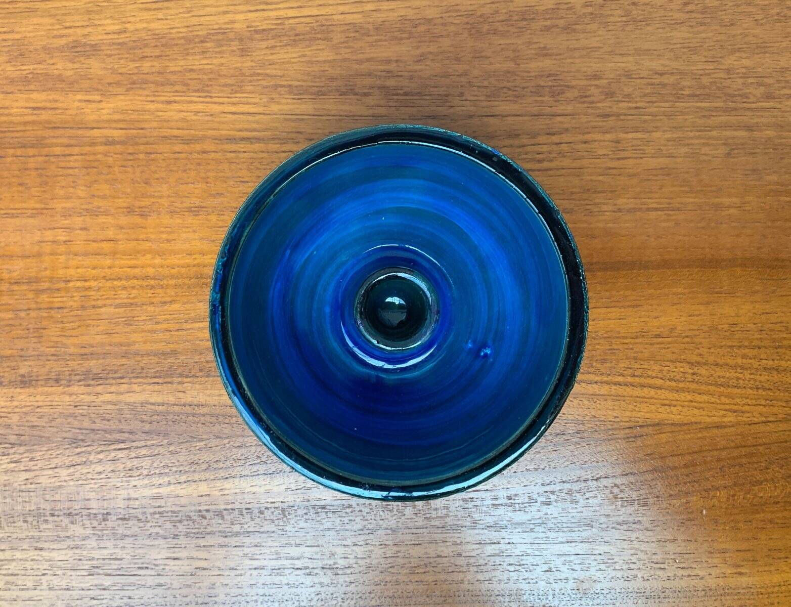 Rimini Blu pottery candlestick by Aldo Londi for Bitossi, Italy, 1960s.