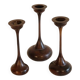 Set of vintage wooden candle holders