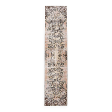 2x9 Rug For Floral Green Turkish Vintage Runner Rug, 64x279Cm SKU 24965