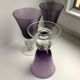 Ensemble de 3 verres à vin et flûtes à champagne en verre bullé de biot violets années 70