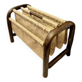 Vintage 70s wooden magazine rack