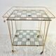 Vintage bar table, side table, glass trays, Eiffel legs.