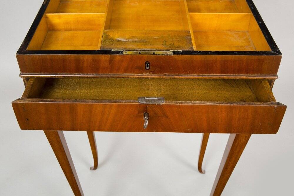 Biedermeier Worktable in Mahogany & Lacquer, Austria, 1820s