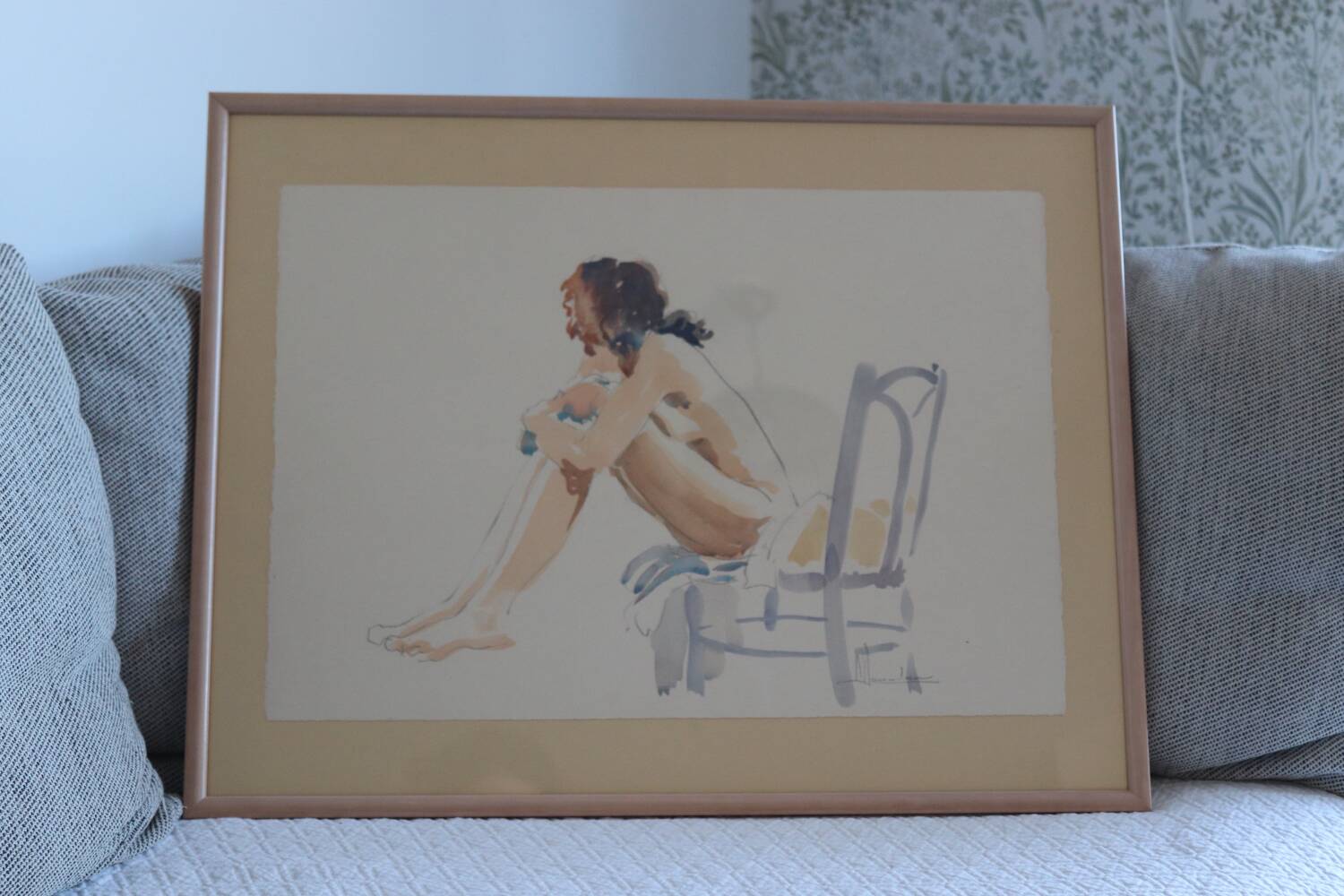 Watercolour painting on paper – seated woman