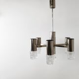 Chrome and glass chandelier, 1970s