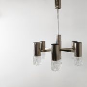 Lustre en chrome et verre, années 1970