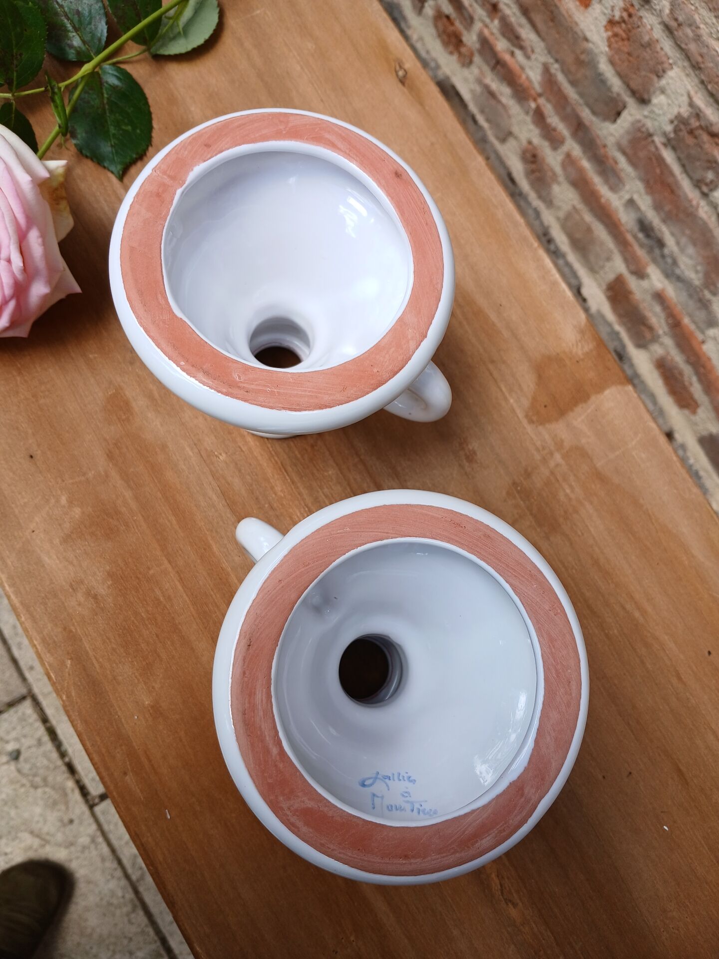 2 handmade ceramic candle holders