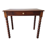 Bureau / Console / Table d'appoint en chêne à pieds bobine