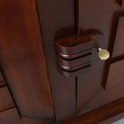Art Deco carved geometric sideboard by Charles Dudouyt in oak, France ca. 1