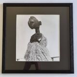 Vintage ethnographic photograph, large framed Baga mask, 44 x 44 cm.