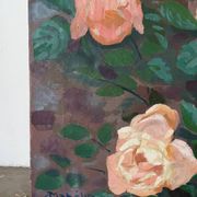 The roses, oil on canvas signed Mahelin.