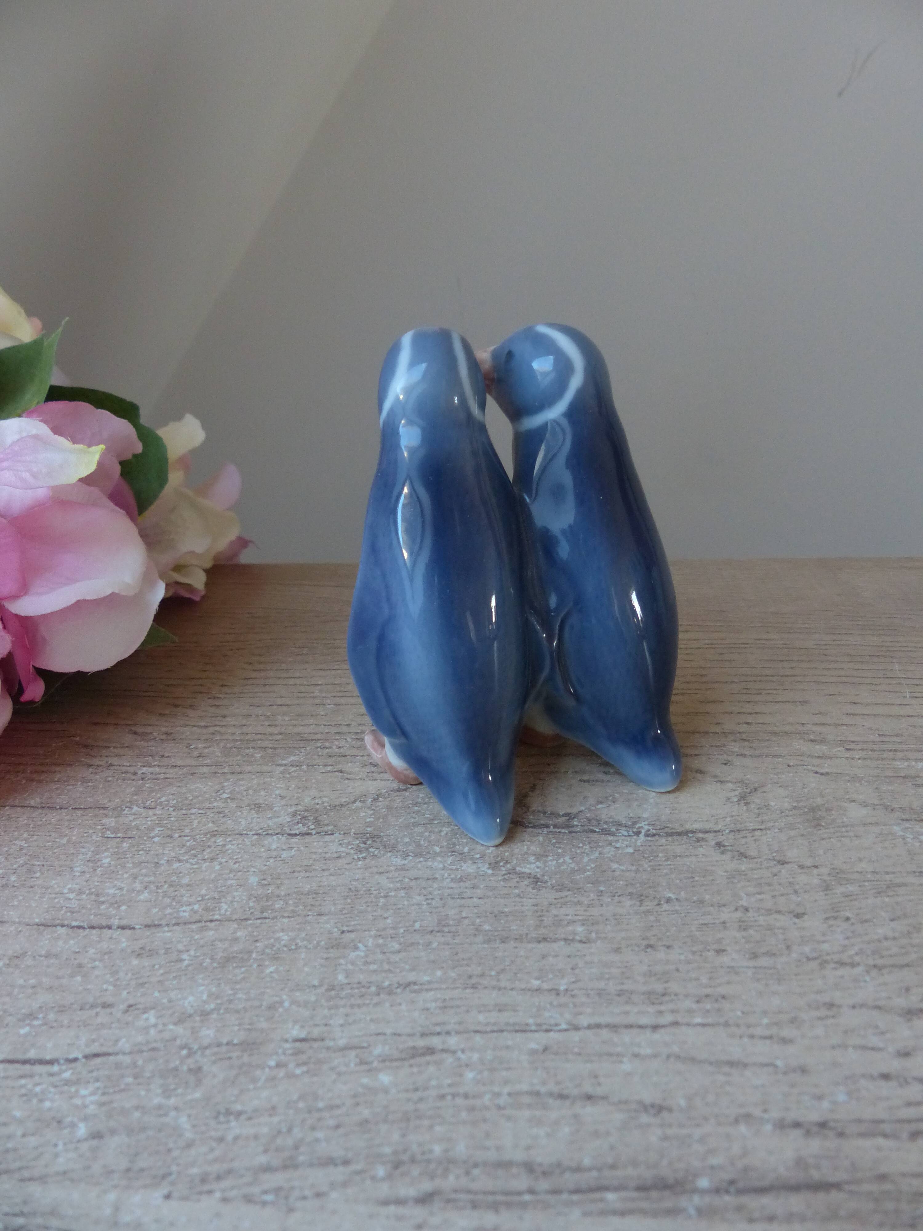 Vintage anna trap - figurine d’oiseau pingouin pour royal copenhagen signé, cadeau couple mariage