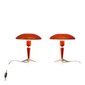 Set of 2 Dutch table lamps 'Bijou' in orange by Louis Kalff for Philips, 1960s