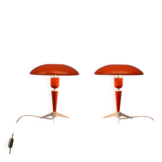 Set of 2 Dutch table lamps 'Bijou' in orange by Louis Kalff for Philips, 1960s