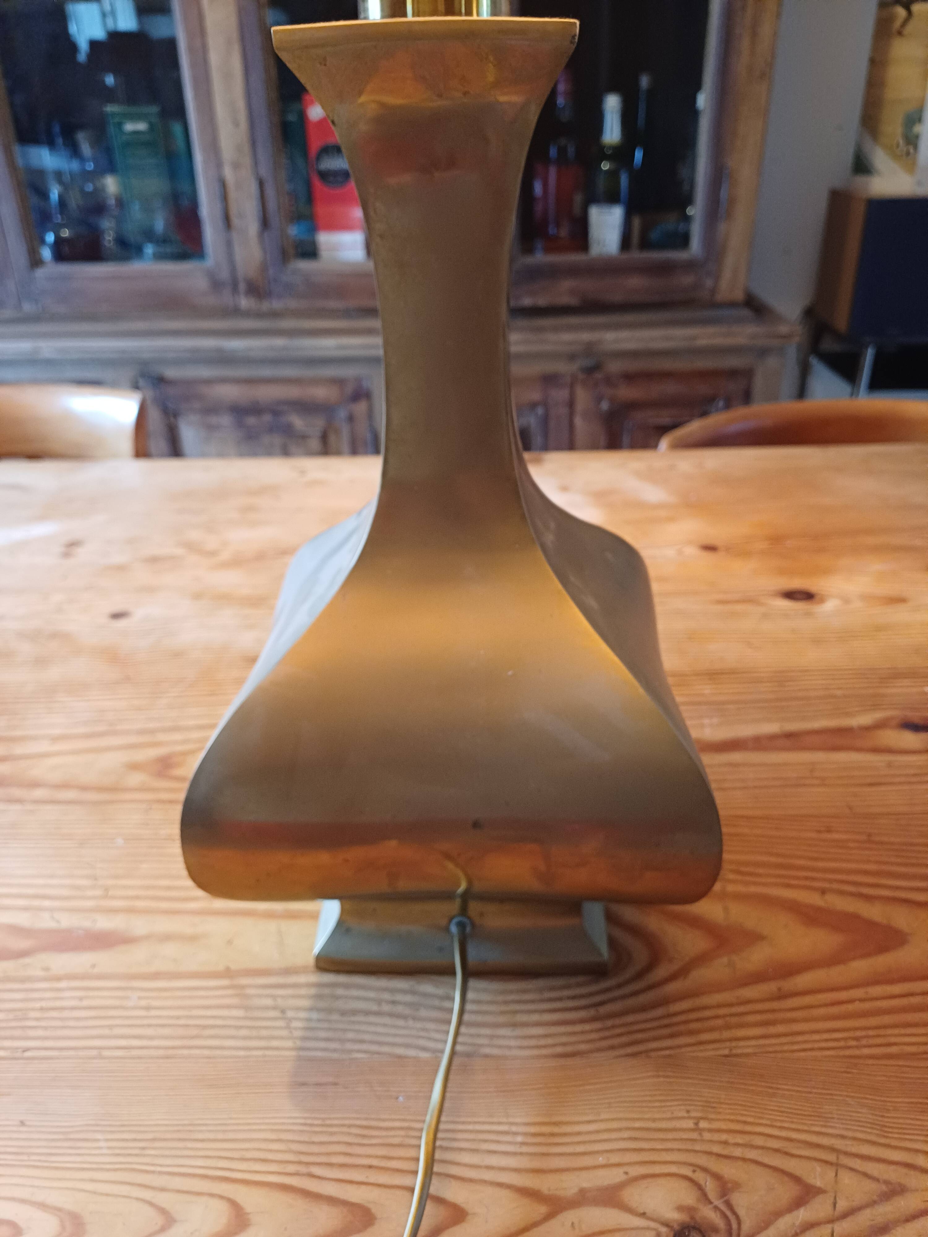 Bronze lamp and dark brown fabric shade