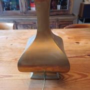 Bronze lamp and dark brown fabric shade