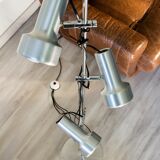 Floor lamp 3 spots 70 's brushed aluminium and chrome