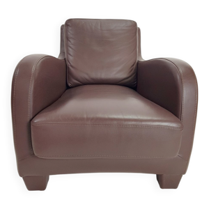 Fauteuil en cuir marron - moderne