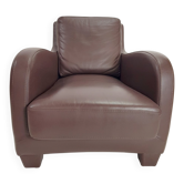Fauteuil en cuir marron moderne de Musa Design, Italie, années 1990.