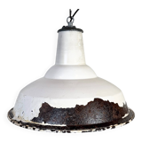 Industrial British White Enamel Factory Pendant Lamp from Benjamin, 1960s