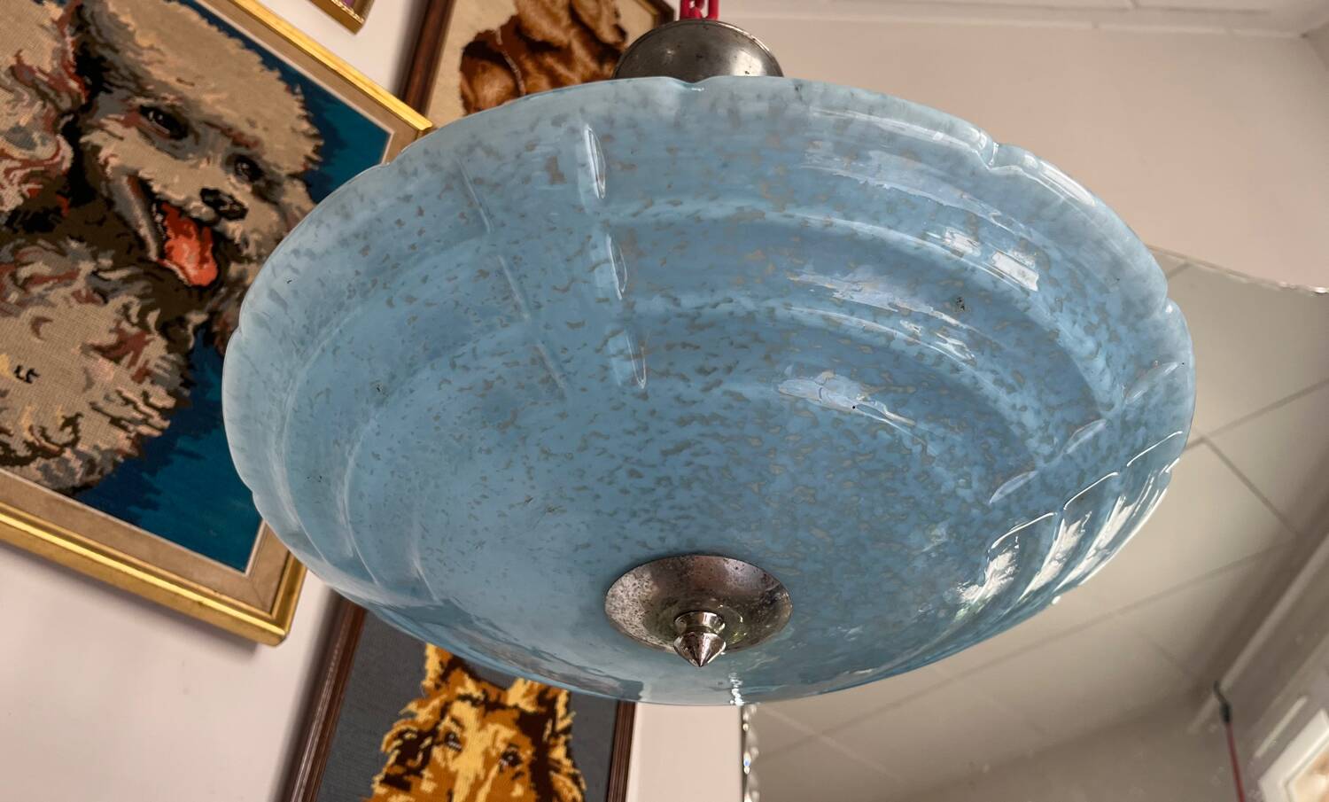 Large round ceiling light Clichy sky blue