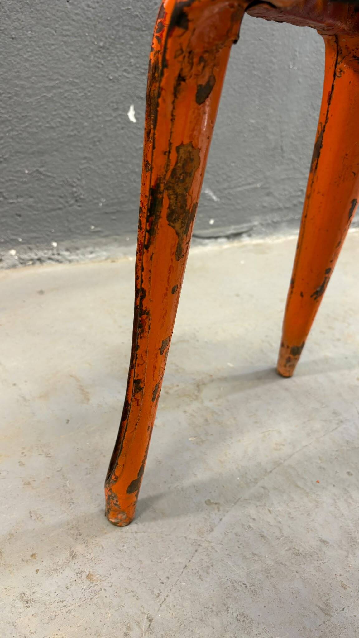 Set of 6 industrial metal dining chairs by Joseph Mathieu, painted steel, 1920s, France