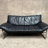 Vintage sofa by Johan Bertil Häggström for Ikéa in leather and chrome metal 1970