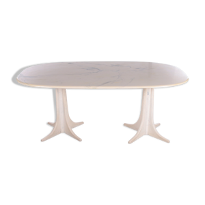 table à manger en marbre des années 1970 sur deux pieds en marbre, Allemagne