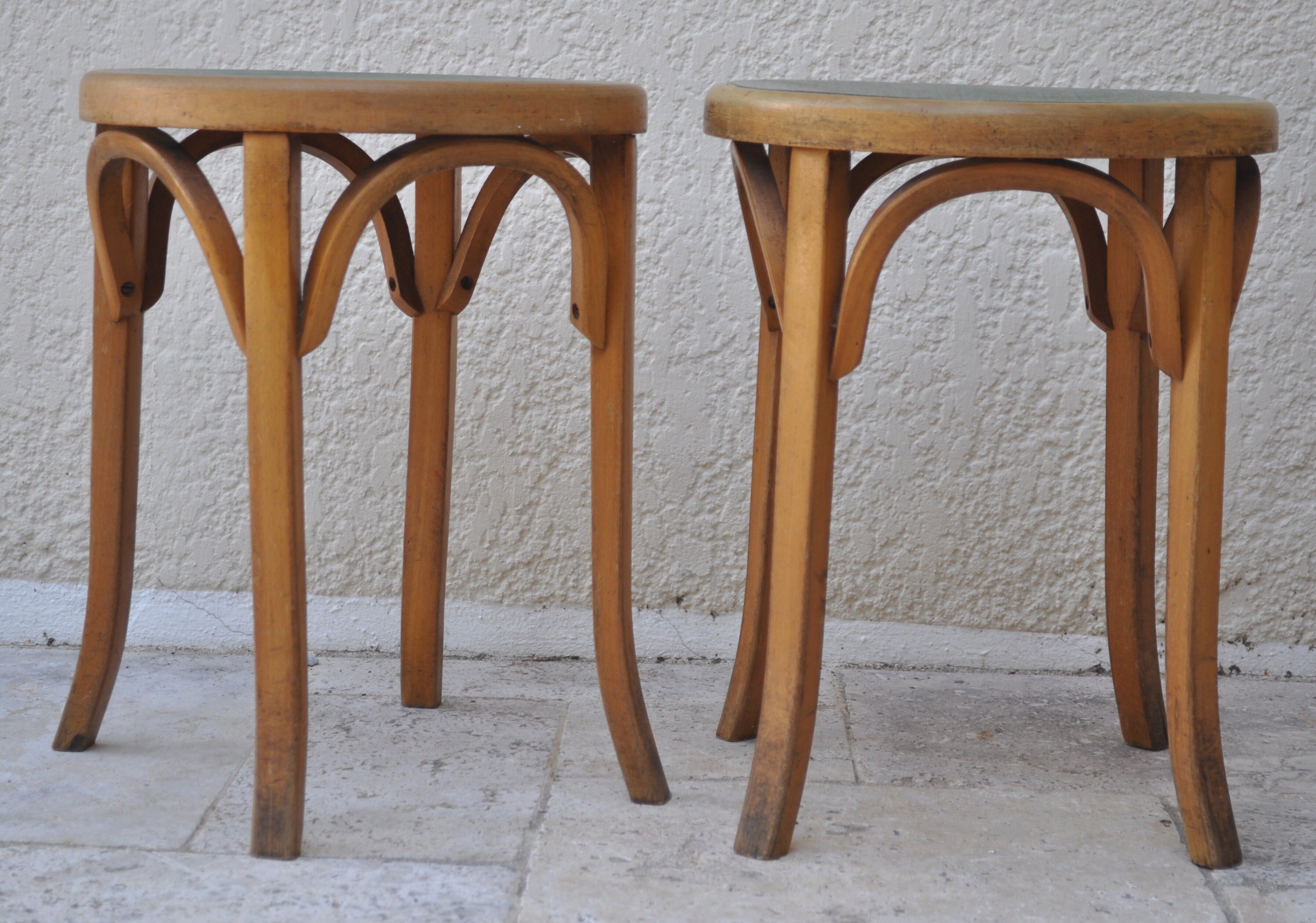 Pair of stools signed Baumann