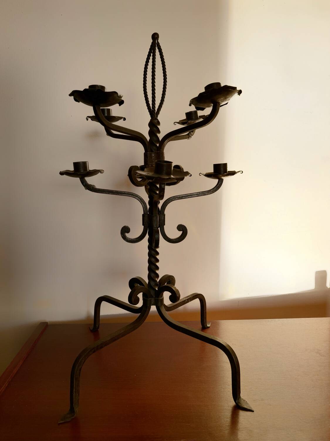Antique wrought iron candlestick