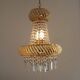 Vintage Gold Metal 5-Light Chandelier – Crystal Beads & Glass Prisms