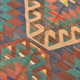 6x10 Green & Purple Vintage Kilim Rug, Modern Oushak Rug, 181x291Cm