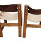 Pair of elm and leather chairs by Maison Regain