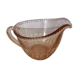 Old creamer pitcher in pink glass pearl edge