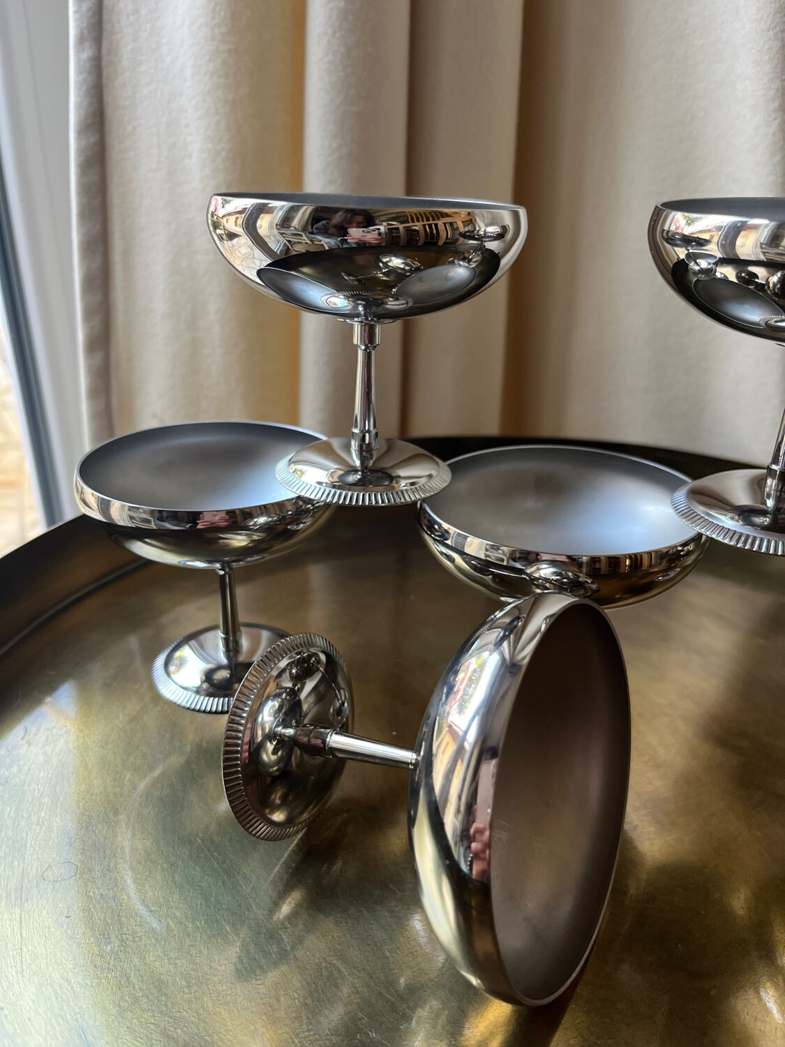 Létang & Rémy ice cream cups – set of 6 – stainless steel – France – 1970s