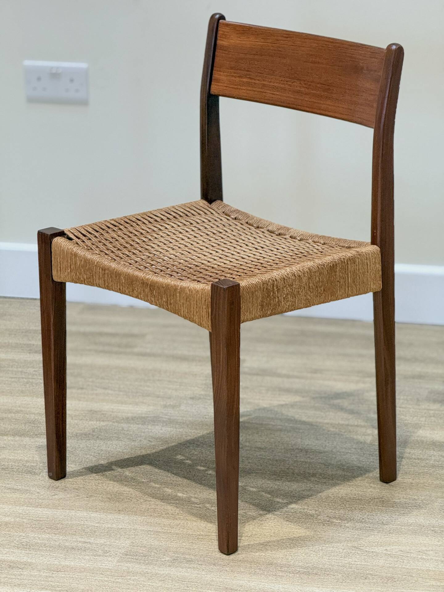 Danish chairs in teak and paper cord by Poul Volther (1960)