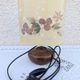 Vintage bedside lamp 60s 70s wooden base dried flower lampshade