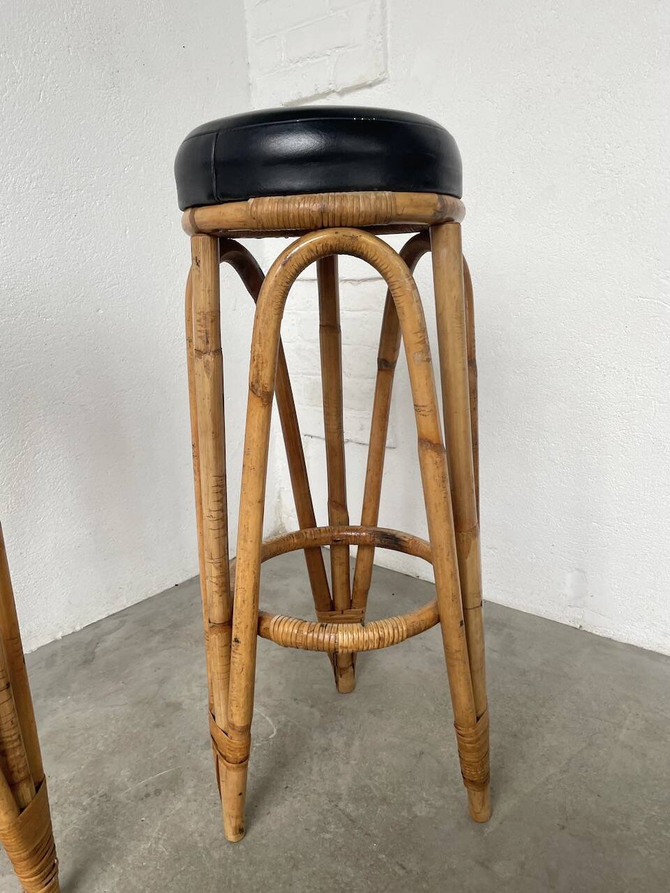 Pair of high rattan stools