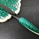 Verceram cheese platter and knife, leaf decoration