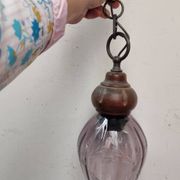 Suspension vintage verre mauve