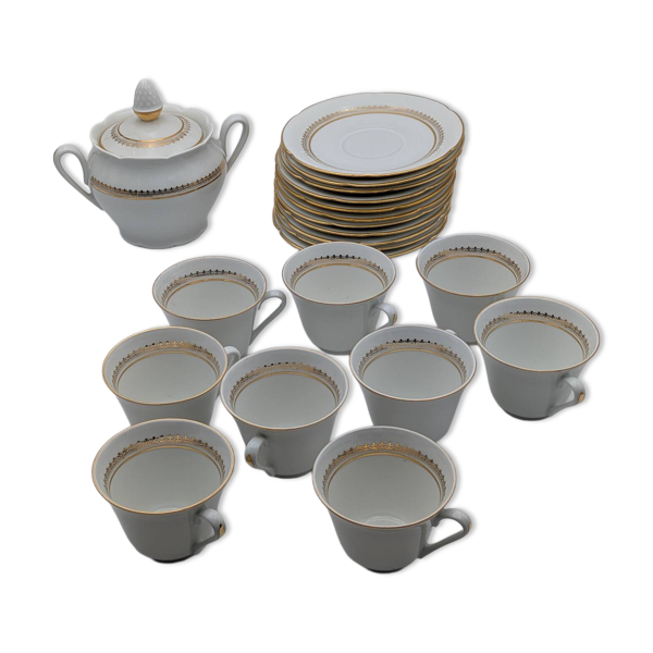 Service à café – Lamotte, porcelaine de Sologne (21 pièces)