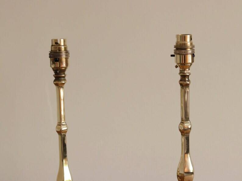Pair Of Victorian Antique Brass Pullman Railway Carriage Table Lamps